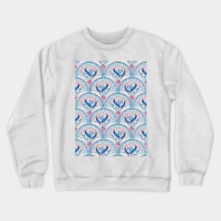 Art Deco Fresco in Cool Mediterranean Blue and Red Crewneck Sweatshirt